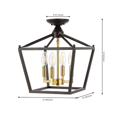 Plains Mini Lantern 12" Iron Modern Farmhouse LED Flush Mount
